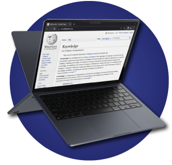 Laptop displaying Wikipedia knowledge page representing professional Wikipedia page creation service by WikiPageCreation