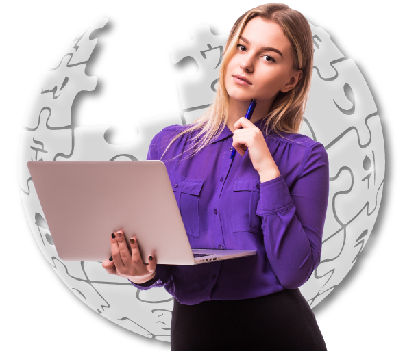 Wikipedia page maintenance expert monitoring page for vandalism and outdated content on laptop